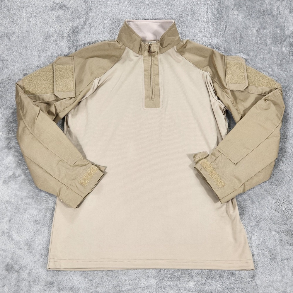 Vertx Combat Shirt Mens Large Beige 1/4 Zip Tactical Long Sleeve Military
